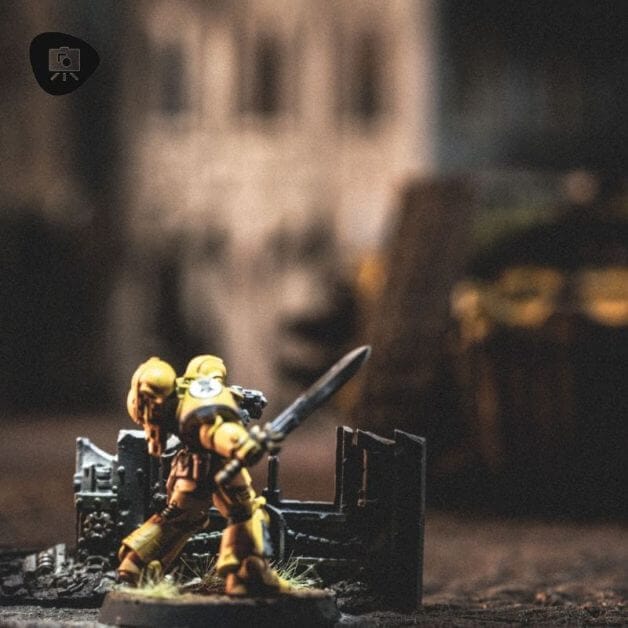 Space marine spot light overhead with a bokeh backdrop photo