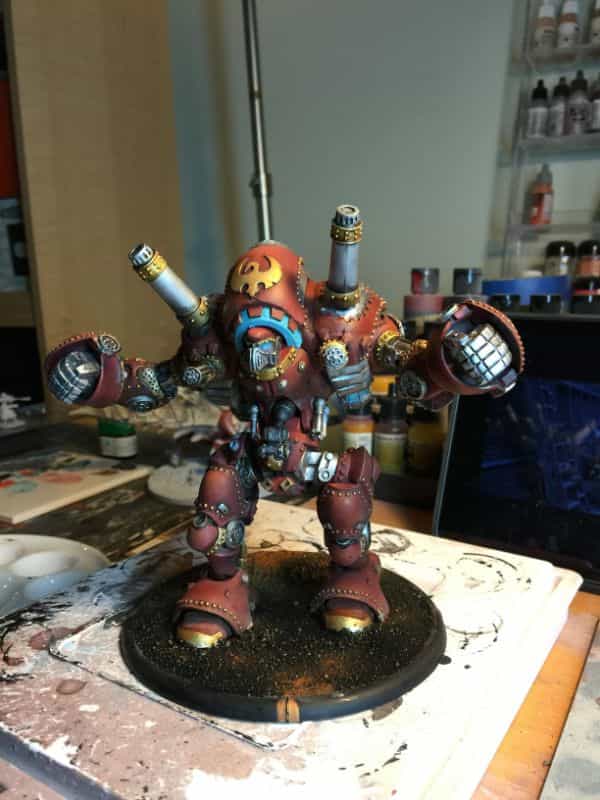Single isolated shot repainted miniature model colossal cygnar stormwall