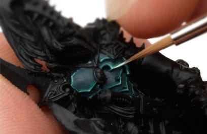 Best Brushes for Painting Miniatures and Models - look for a brush with good snap - example painting with a model