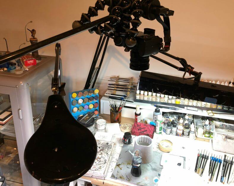 Camera Setup for Videography (Miniature Painting) - Grymkin Rattler - how to film youtube videos of painting miniatures - how do I film myself painting miniatures - best lights for making painting videos