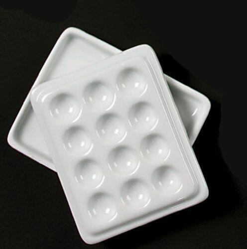 Jack Richeson Porcelain Mini Mixing Tray product photo top down black background