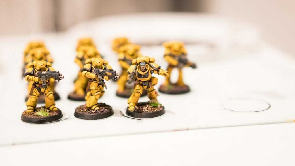 Rank and file space marines with Boltguns 