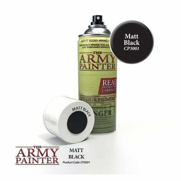 Matt Black CP3001 primer from The Army Painter - recommended for plastic miniatures