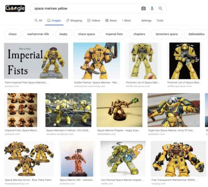 5 Simple Ways to Choose a Paint Color Scheme for Warhammer and Other Models - Google Images splash page search for yellow miniatures