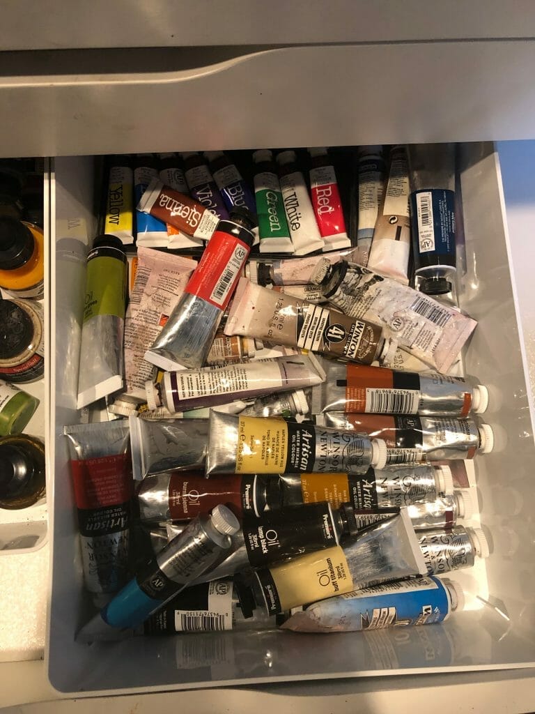 Paul Rubens Oil Paint Review for Miniature Painting - oil paint review paul ruben for painting miniatures - drawer full of oil paints