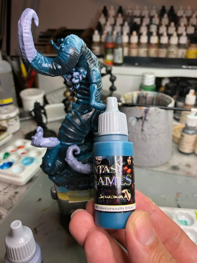 Understanding Acrylic Paint for Miniature Hobbies: Uses, Types, and Best Picks (Guide) - scale 75 painte blue Innsmouth Blue paint bottle
