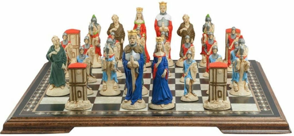 The History of Tabletop Wargaming - Miniature wargaming history through the ages, milestones and key points - wargaming historic overview - a chess board with characterful chess pieces