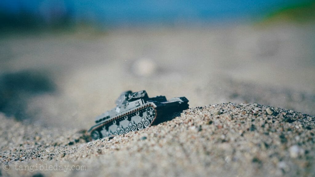 Is historical wargaming dying? Historical miniature gaming popularity - Axis and Allies Miniature Tank on sandy beach