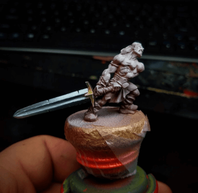 What is NMM and how do I paint non-metallic metal? Example NMM work in progress WIP on a miniature sword.