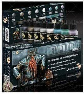 Scale 75 Scale Color Metal 'N Alchemy - Steel Series Paint Set review for airbrushing or regular brush application - best metallic model paint for painting miniatures and models