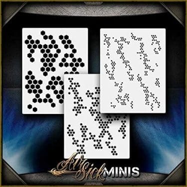 Awesome airbrush stencils for painting miniatures and tabletop wargame models  - airbrush RC cars, warhammer 40k vehicles, tanks and historical models - freehand logos and add custom decals with an airbrush easy - Check out some of the mini stencils! - hexpat stencils different size scaled