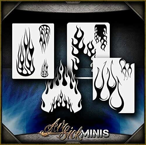 Awesome airbrush stencils for painting miniatures and tabletop wargame models - airbrush RC cars, warhammer 40k vehicles, tanks and historical models - freehand logos and add custom decals with an airbrush easy - Check out some of the mini stencils! - flame fire stencils for airbrushed minis