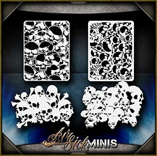 Awesome airbrush stencils for painting miniatures and tabletop wargame models - airbrush RC cars, warhammer 40k vehicles, tanks and historical models - freehand logos and add custom decals with an airbrush easy - Check out some of the mini stencils! - skull stencil set