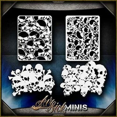 Awesome airbrush stencils for painting miniatures and tabletop wargame models  - airbrush RC cars, warhammer 40k vehicles, tanks and historical models - freehand logos and add custom decals with an airbrush easy - Check out some of the mini stencils! - skull stencil set