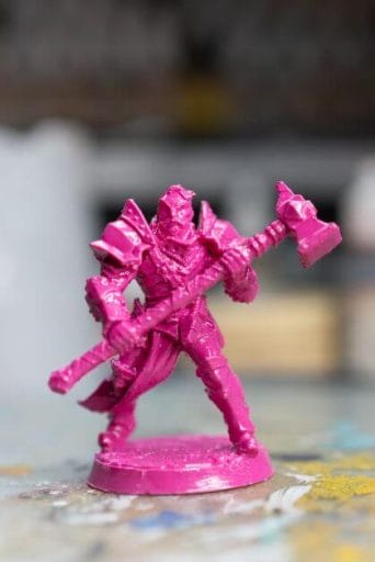 How to smooth 3D prints without sanding - PLA 3D print smoothing without primer filler sanding - how to get rid of 3D print lines - close up smooth and shiny 3d printed miniature and model smoothing with XTC-3D coat 