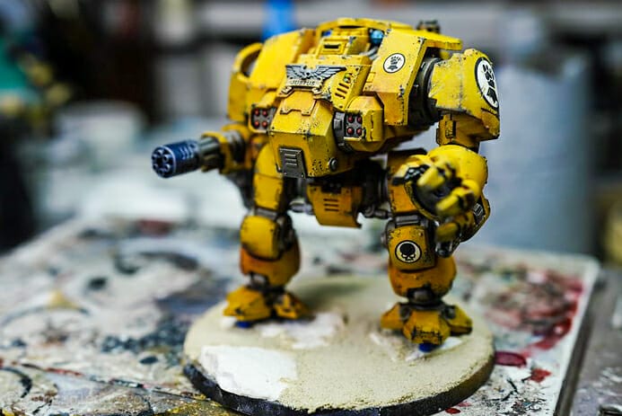 How-to Apply Warhammer Space Marine Decals (Tips) - How to use wet slide decals on miniatures and scale models - primaris dreadnought with decal