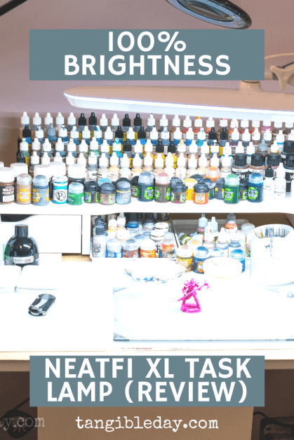 Full brightness setting of the Neatfi XL task lamp (full review for hobbies and miniature painting)