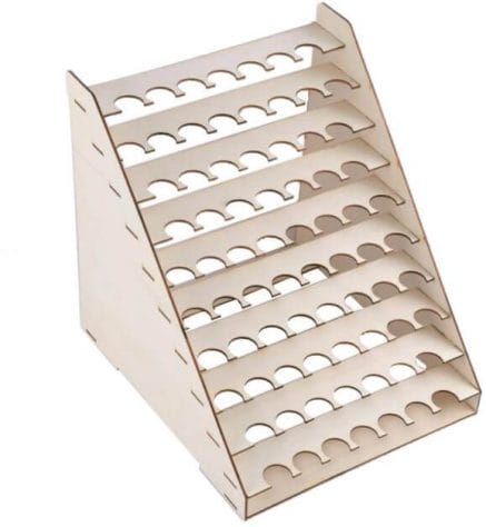 15 Useful Hobby Paint Storage Racks and Organizers. Recommended hobby paint storage, miniature painting station organizer. How to storage Vallejo army painter dropper bottles or Warhammer Citadel paint pots. Best paint display racks for miniature and model painters. Bonarty wooden paint rack storage stand organizer