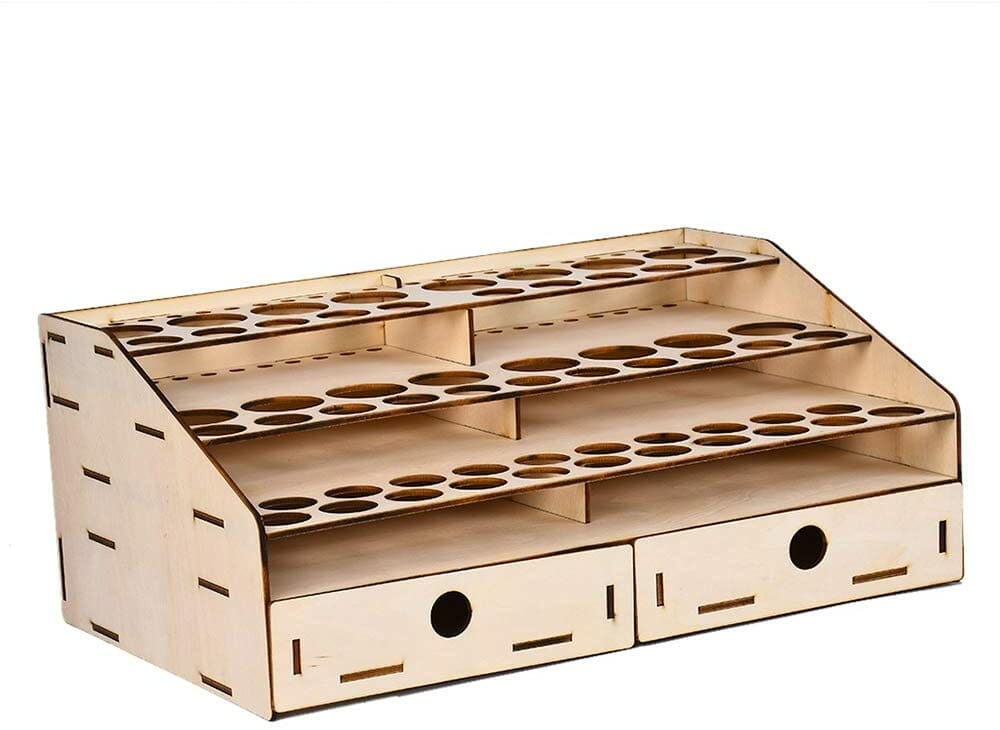 75 Holes Paint Bottle Rack Modular Organizer Wooden Storage Stand Holder 