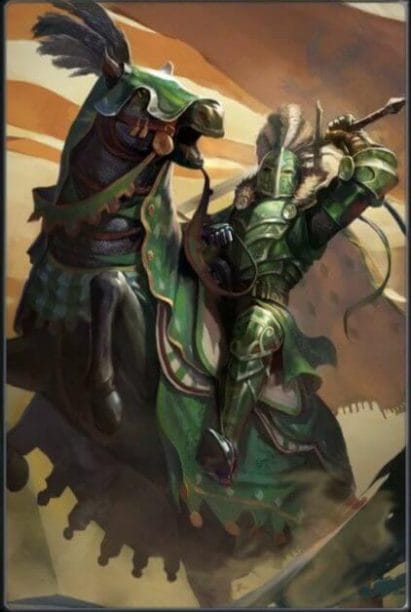 Stormcast Eternal Paint Schemes - 9 Color Motifs - how to paint stormcast eternals - color schemes for stormcast eternals, liberators, celestants, and other Age of Sigmar models from the Stormcast Eternal range - 9 color schemes for Stormcast Eternal models and miniatures from Citadel Games Workshop - a crusader green on a horseback