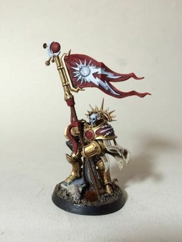 Stormcast Eternal Paint Schemes - 9 Color Motifs - how to paint stormcast eternals - color schemes for stormcast eternals, liberators, celestants, and other Age of Sigmar models from the Stormcast Eternal range - 9 color schemes for Stormcast Eternal models and miniatures from Citadel Games Workshop - Bannerman standard bearer