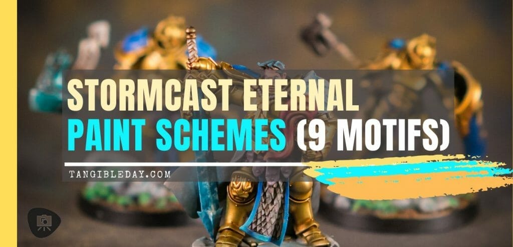 Stormcast Eternal Paint Schemes - 9 Color Motifs - how to paint stormcast eternals - color schemes for stormcast eternals, liberators, celestants, and other Age of Sigmar models from the Stormcast Eternal range - 9 color schemes for Stormcast Eternal models and miniatures from Citadel Games Workshop - Banner header image