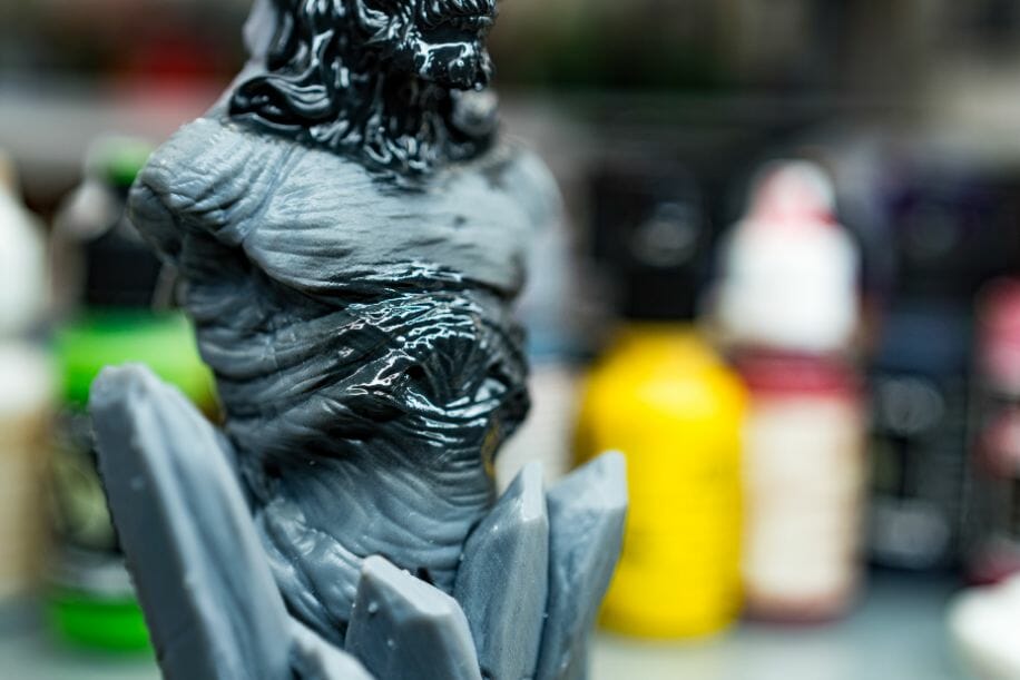 Airbrushed vallejo surface primer on 3D printed resin bust