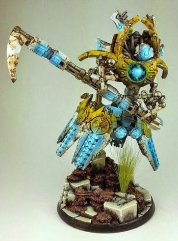 Necron Paint Schemes - 9 Color Motifs - how to paint Necrons - color schemes for Necrons, Necron Warriors, Sautekh or Zathanor Dynasty, and Necron dynasties - Indomitus Warhammer 40k Necron range color palette - 9 color schemes for Necron models and miniatures from Citadel Games Workshop - yellow and blue glow