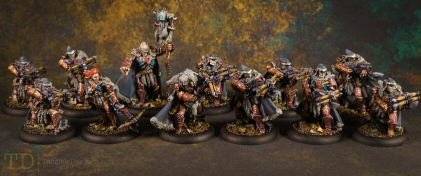 Three creative ways to use varnishes on painted miniatures - miniature painting varnish use - fun ways to use clear coat varnishes on miniatures and models - Painted Circle of Orboros models for Hordes game