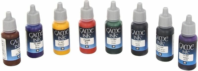 Best 15 inks for painting miniatures and models - citadel wash set - best inks for miniature painting - best inks for models - how to use inks on miniatures - inks for painting miniatures - Vallejo game color ink review 