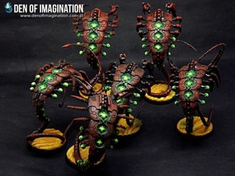 Necron Paint Schemes - 9 Color Motifs - how to paint Necrons - color schemes for Necrons, Necron Warriors, Sautekh or Zathanor Dynasty, and Necron dynasties - Indomitus Warhammer 40k Necron range color palette - 9 color schemes for Necron models and miniatures from Citadel Games Workshop - green glow