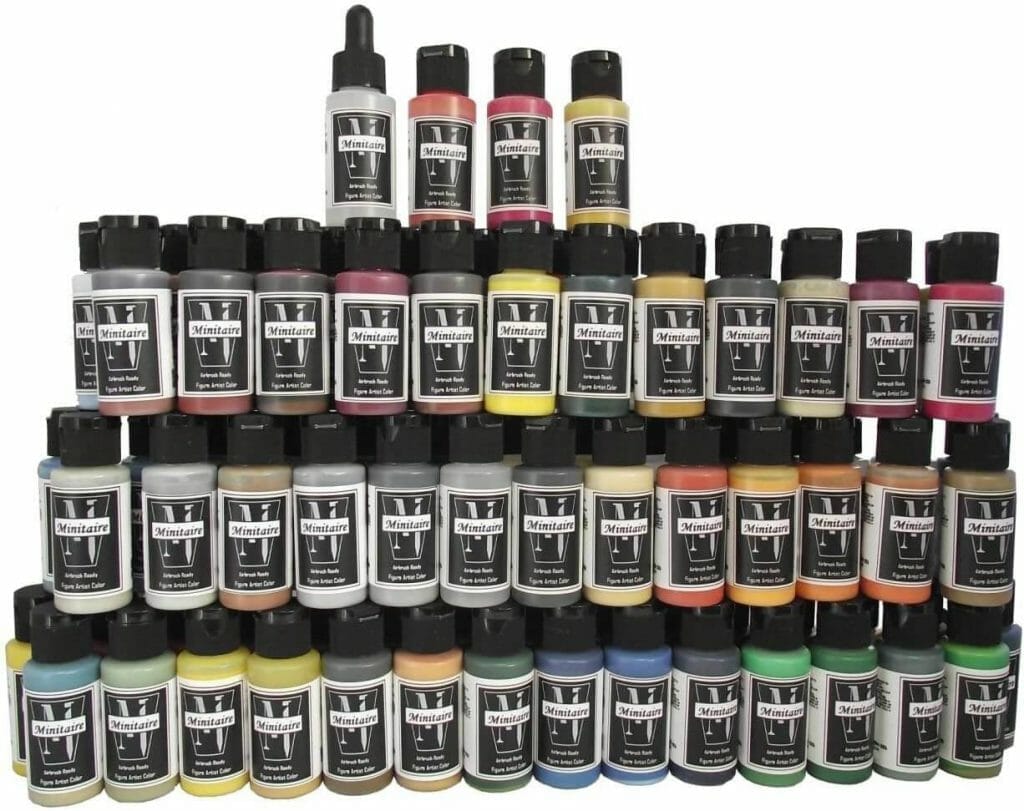 Best airbrush paint for miniatures and models – airbrush paints for models – miniature airbrush paint – review airbrush paint sets for models – citadel airbrush paint – painting multiple models with an airbrush quickly - Badger minitaire paints review for models