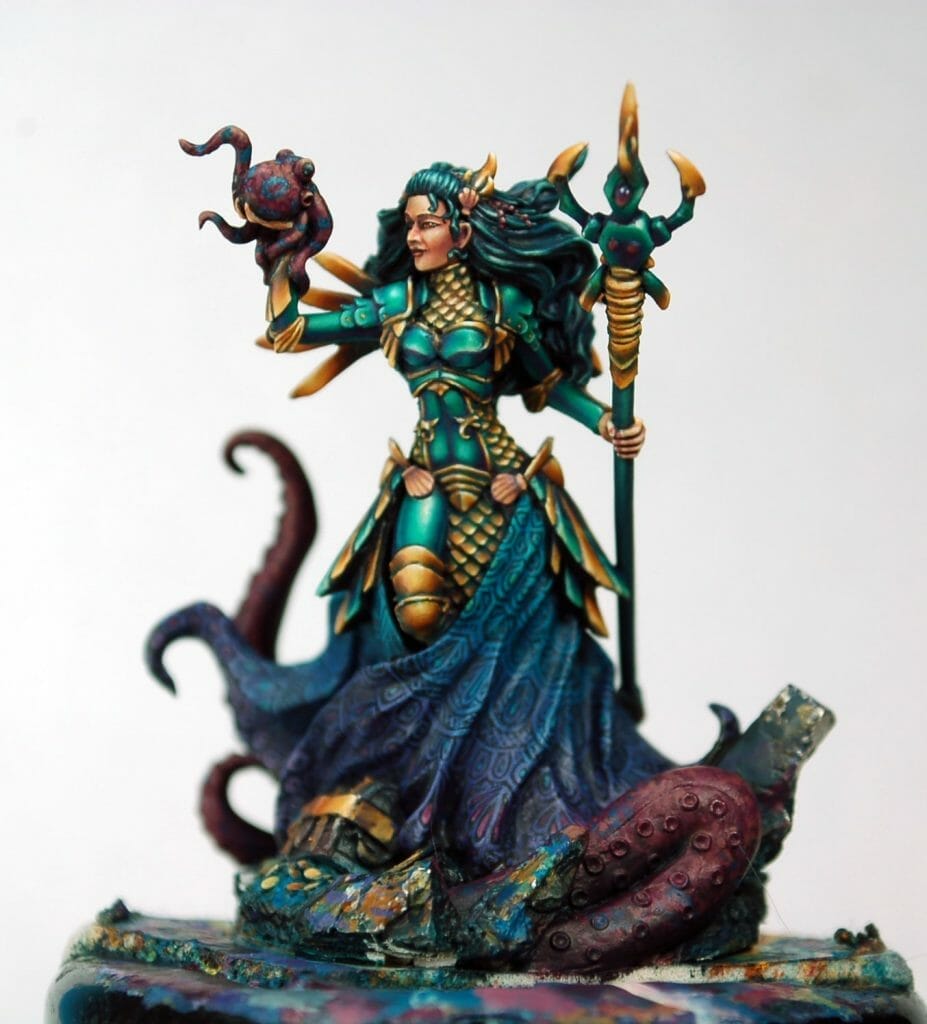 How to paint miniatures competitively – how to paint for competition – painting contest – how to win a painting contest – Marike Reimer miniature painting – interview with Marike Reimer about the Kraken Mistress – how to paint miniatures like a pro – how to paint miniatures professionally – best miniature painting tutorials – freehand design nearly complete