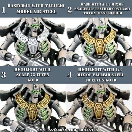 How to paint necrons simple easy fast - tutorial for painting necrons - necron paint schemes - necron color scheme - green dark grimdark color scheme - how do you all paint necrons how do you paint new necrons are necrons easy to paint - how to paint gold metallic