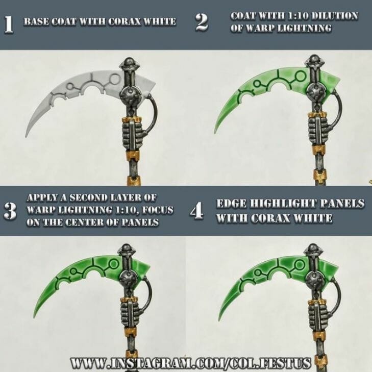 How to paint necrons simple easy fast - tutorial for painting necrons - necron paint schemes - necron color scheme - green dark grimdark color scheme - how do you all paint necrons how do you paint new necrons are necrons easy to paint - painting necron weapons