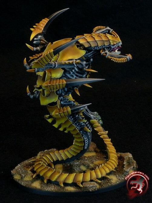 Tyranid color paint schemes – how to paint tyranids – tyranid paint schemes – tyranid army scheme – tyranid color scheme – How to choose Tyranid army color scheme – Tyranid Warhammer 40k colors – Hive fleet color schemes – Hive fleet paint scheme – dark yellow airbrushed 