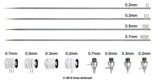Badger Airbrushes: Best Beginner to Advanced Models for Painting Miniatures? - best badger airbrush for miniature painting - Nozzle and needle sizes for airbrushes