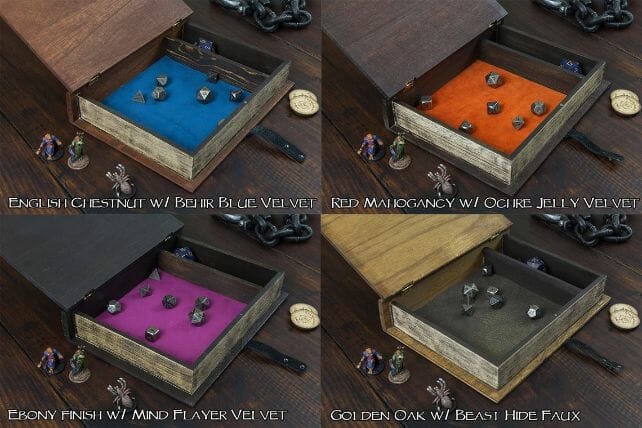 13 Cool Dice Trays for Tabletop Games – best dice trays for wargaming – Warhammer dice tray and storage – best dice tray for Warhammer 40k and miniature games – boardgame dice tray – best dice trays – dice trays for dungeons and dragons, D&D, and roleplaying games (RPG) – interior spell book dice tray box