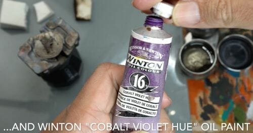 Painting a zombie RPG miniature with oil paints - painting RPG miniatures - oil painting miniatures - origin miniatures - how to paint rpg miniatures - how to paint dungeon and dragons miniatures - painting miniatures and models for role playing games - oil painting 28mm miniatures - violet oil paint