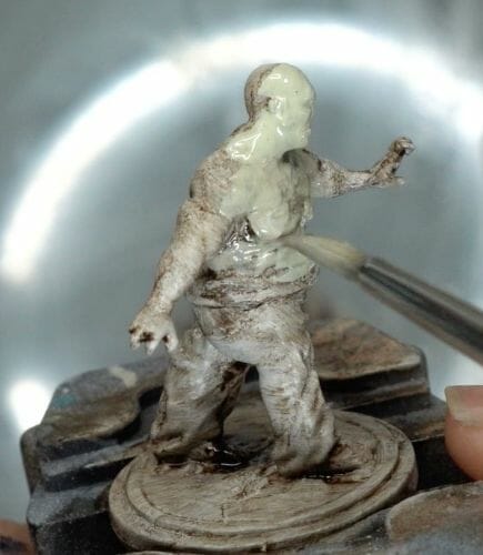 Painting a zombie RPG miniature with oil paints - painting RPG miniatures - oil painting miniatures - origin miniatures - how to paint rpg miniatures - how to paint dungeon and dragons miniatures - painting miniatures and models for role playing games - oil painting 28mm miniatures - applying flesh tone