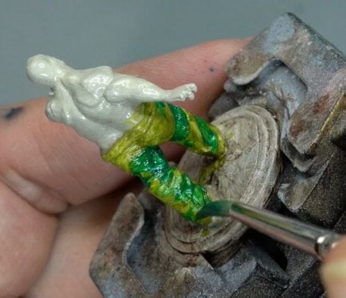 Painting a zombie RPG miniature with oil paints - painting RPG miniatures - oil painting miniatures - origin miniatures - how to paint rpg miniatures - how to paint dungeon and dragons miniatures - painting miniatures and models for role playing games - oil painting 28mm miniatures - layering oil paint