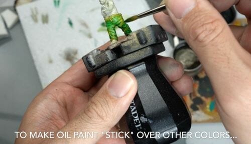 Painting a zombie RPG miniature with oil paints - painting RPG miniatures - oil painting miniatures - origin miniatures - how to paint rpg miniatures - how to paint dungeon and dragons miniatures - painting miniatures and models for role playing games - oil painting 28mm miniatures - make oil paint stick over other colors