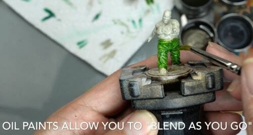 Painting a zombie RPG miniature with oil paints - painting RPG miniatures - oil painting miniatures - origin miniatures - how to paint rpg miniatures - how to paint dungeon and dragons miniatures - painting miniatures and models for role playing games - oil painting 28mm miniatures - blend as you go