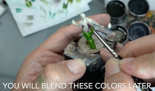 Painting a zombie RPG miniature with oil paints - painting RPG miniatures - oil painting miniatures - origin miniatures - how to paint rpg miniatures - how to paint dungeon and dragons miniatures - painting miniatures and models for role playing games - oil painting 28mm miniatures - blend later