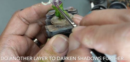 Painting a zombie RPG miniature with oil paints - painting RPG miniatures - oil painting miniatures - origin miniatures - how to paint rpg miniatures - how to paint dungeon and dragons miniatures - painting miniatures and models for role playing games - oil painting 28mm miniatures - layer in to make color rich