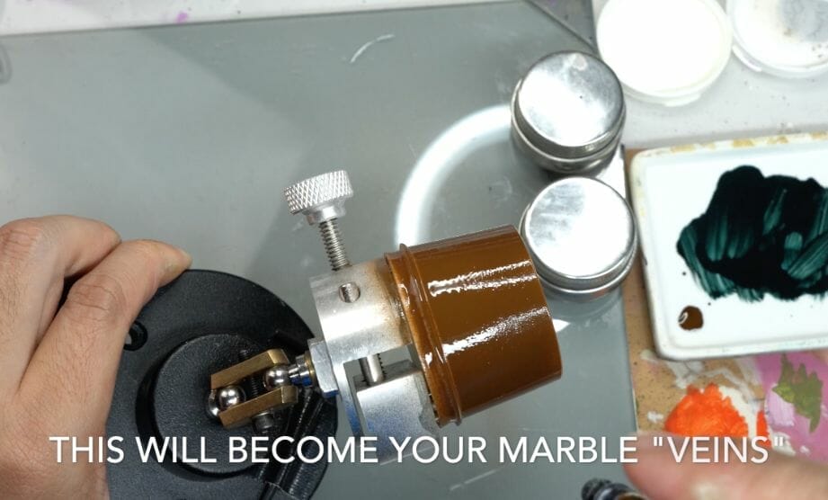 How to paint marble effects on miniatures – painting white marble – painting stone effect miniatures -how to paint marble on miniatures and models – airbrush stencil marble – marbleizing miniatures – airbrushing marble effect - even airbrush base coating