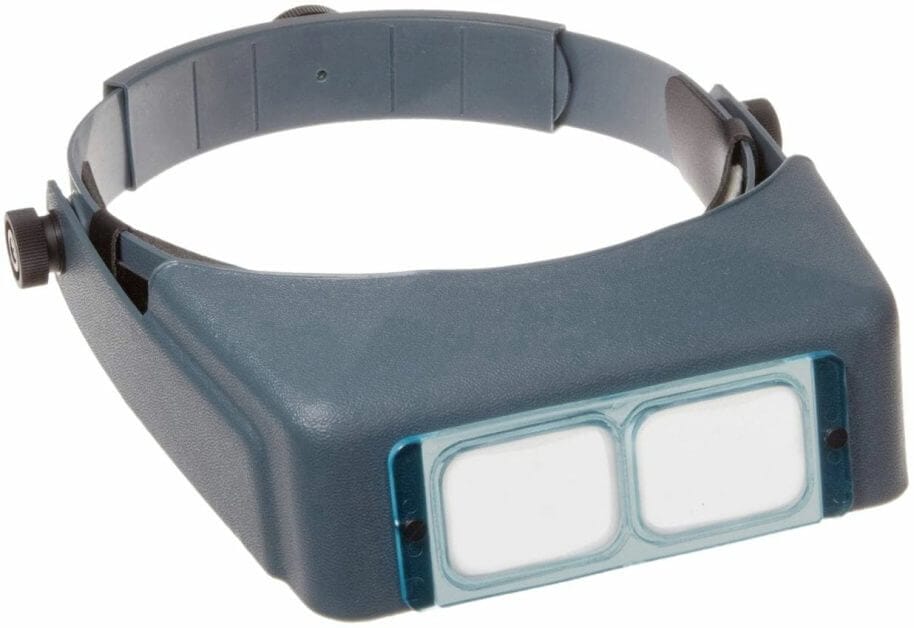 Magnifying headband visor, a tool for enhancing vision during detailed miniature painting work
