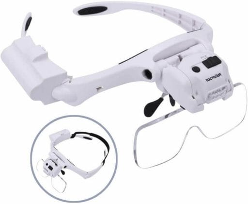 Headband Lighted Magnifying Glasses With Led Light,head Mount Magnifier  Glasses Visor Handsfree Headset Magnifier Loupe For Close  Work,sewing,crafts,r