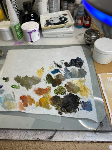 Oil Painting the Star Wars "Mandalorian" Alla Prima - how to paint a 3D printed resin model with oil paint - speed painting miniatures with oils - mixing oil paints on the palette to match the reference photo
