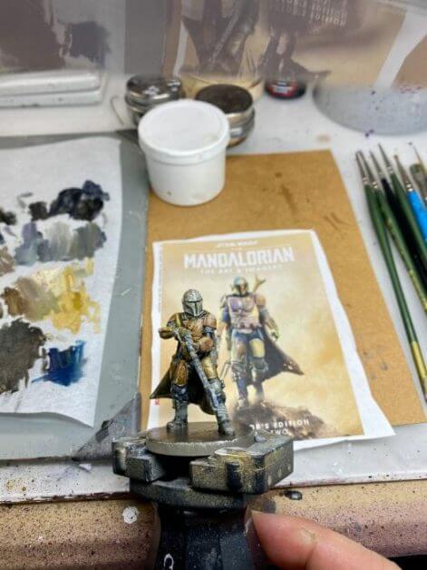 Oil Painting the Star Wars "Mandalorian" Alla Prima - how to paint a 3D printed resin model with oil paint - speed painting miniatures with oils - refer to the photo for colors and paint placement